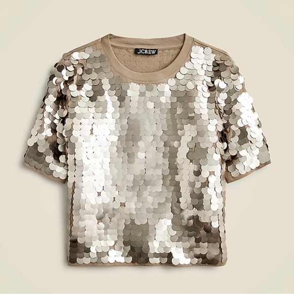 J. Crew Collection Sequin-Embellished T-Shirt Size M - Picture 3 of 4